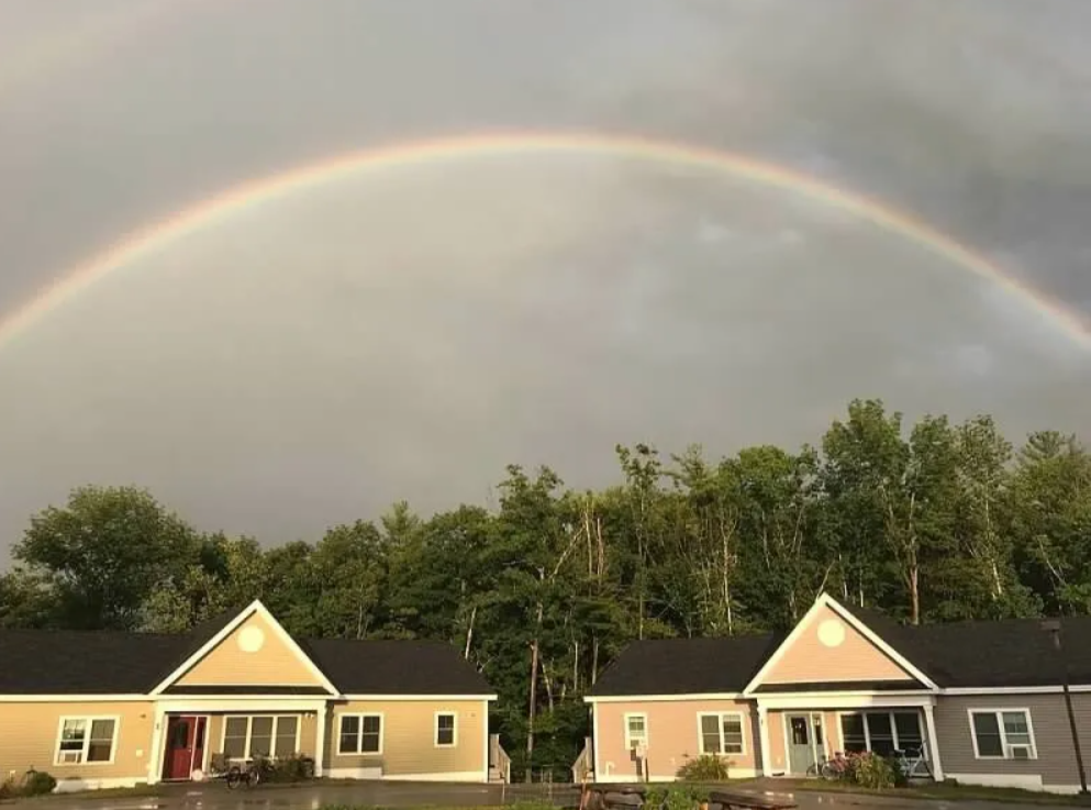 Rainbow over farm