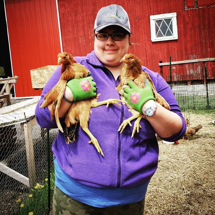 Girl with chickens