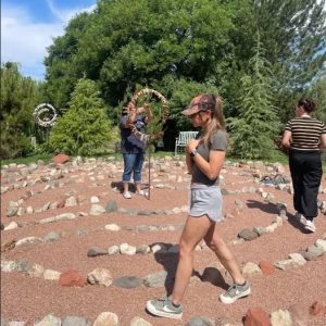 people walking a mindful rock labrynth