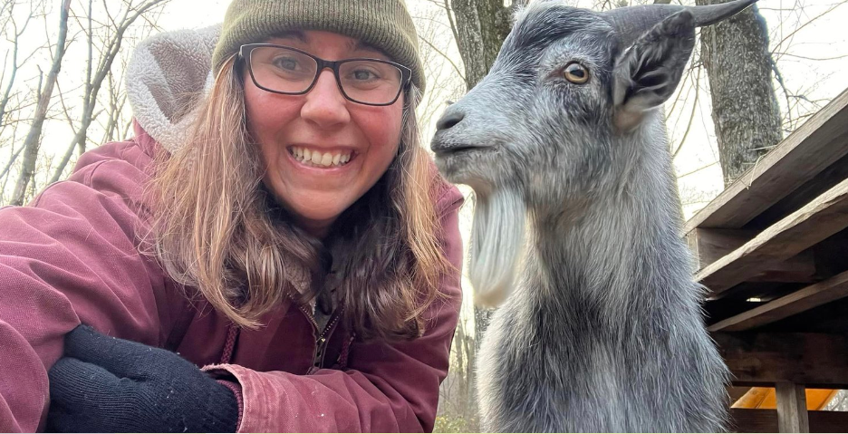 goat and woman