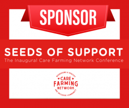 Seeds of Support Sponsor in white letters with Red Background